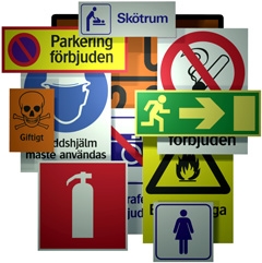 Skyltar och markeringar för säkra arbetsplatser